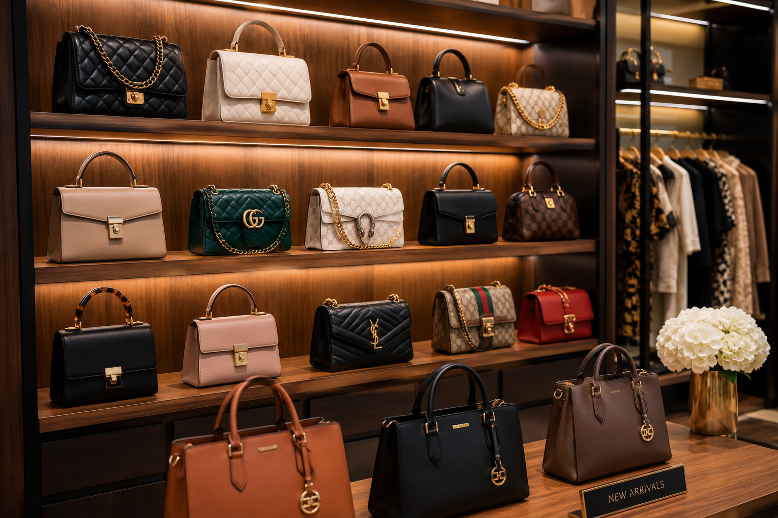 Handbag collection display