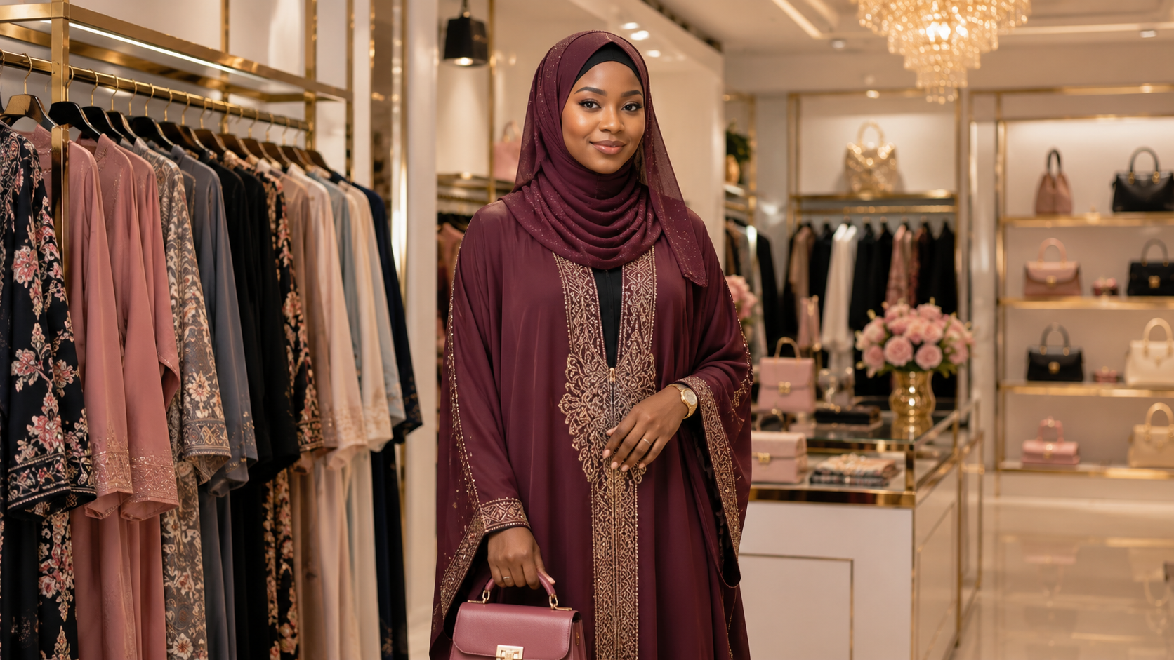 Customer wearing Pinklady abaya